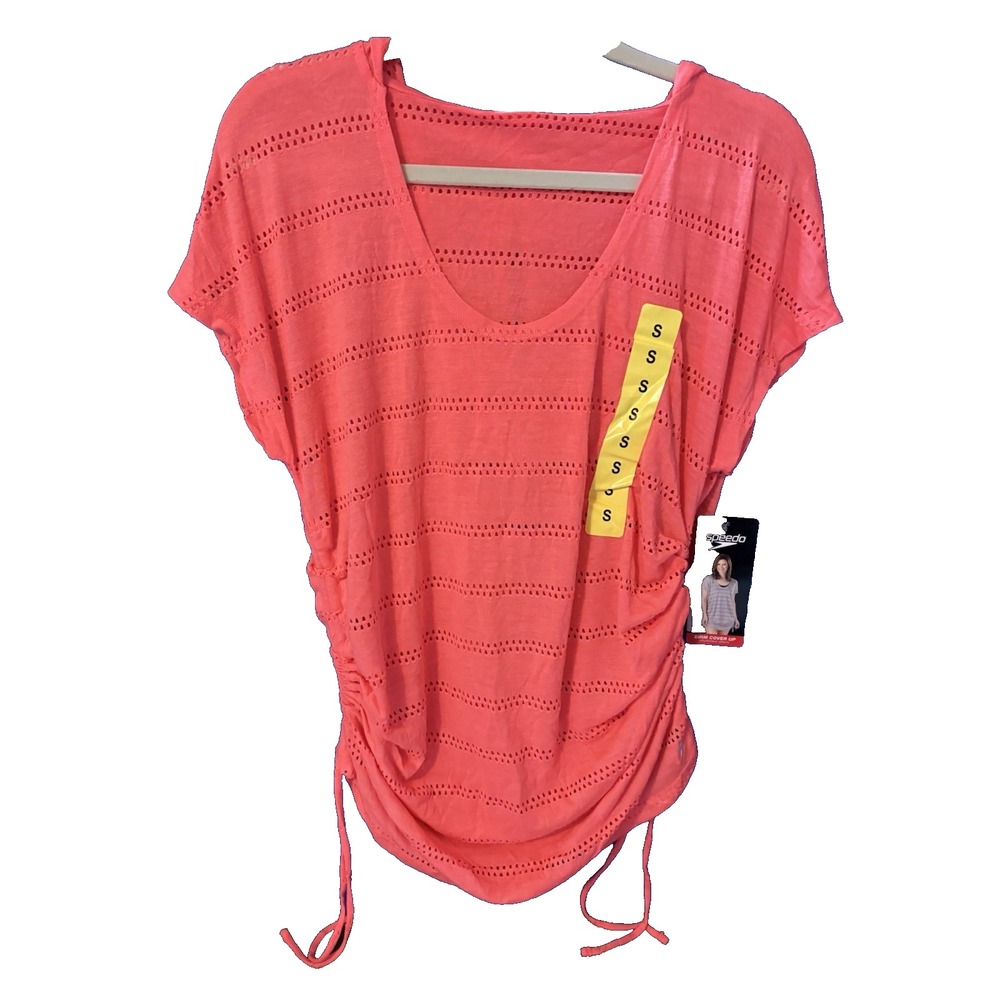 SPEEDO Coral Hooded Swim Cover Up‎ Adjustable Ruched S NWT Lightweight B45